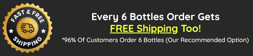 Promotional banner highlighting free shipping on orders of six bottles.