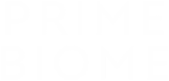 Logo for Primbiome, modern typography in white. 